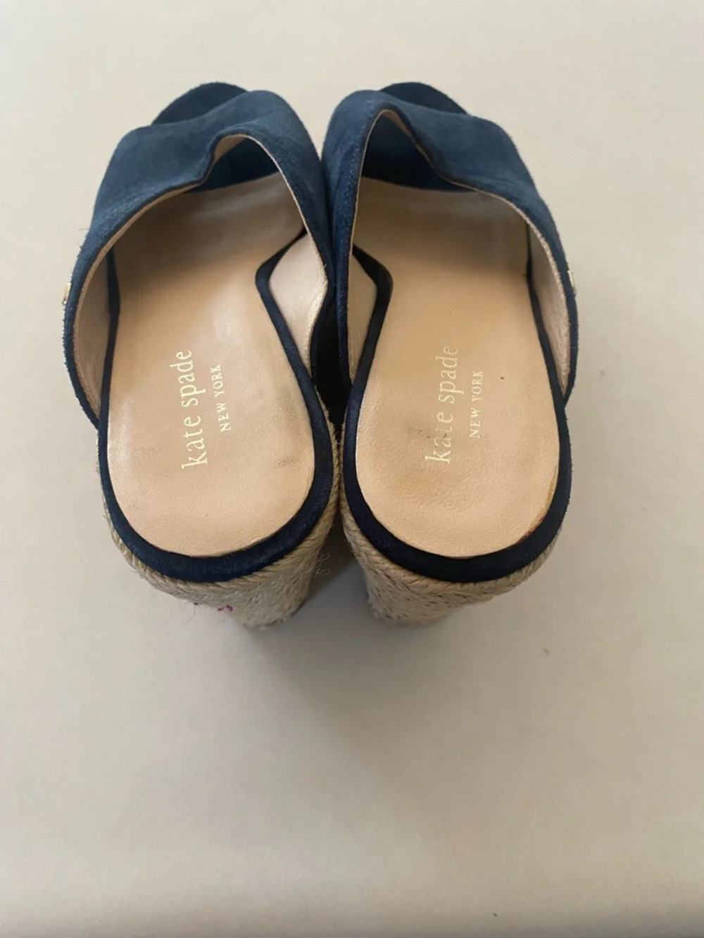 KATE SPADE THEA WEDGE ESPADRILLE SANDAL HEEL SUEDE NAVY WOMENS SZ 8